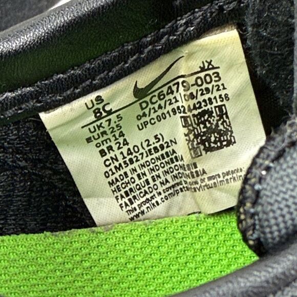 Nike Waffle Trainer 2 Toddler Boy Sz 8 Black Silver Green Low Lace Up Sneakers - Picture 6 of 10